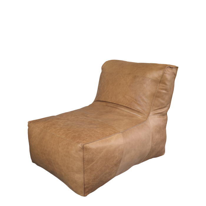 Handgjord loungefåtölj i skinn – Cognac - 3