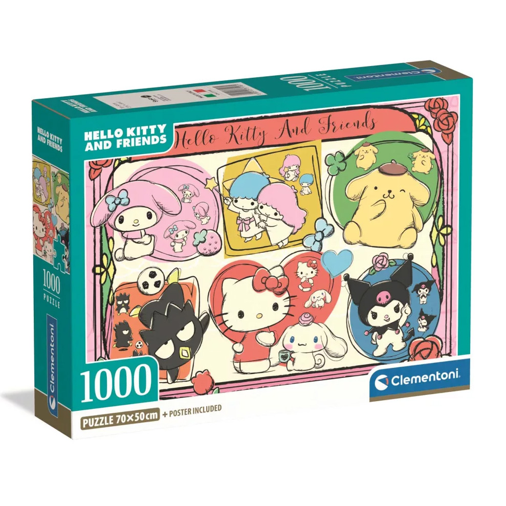 Hello Kitty and Friends Pussel Clementoni 1000 Bitar - Inkluderar en Poster