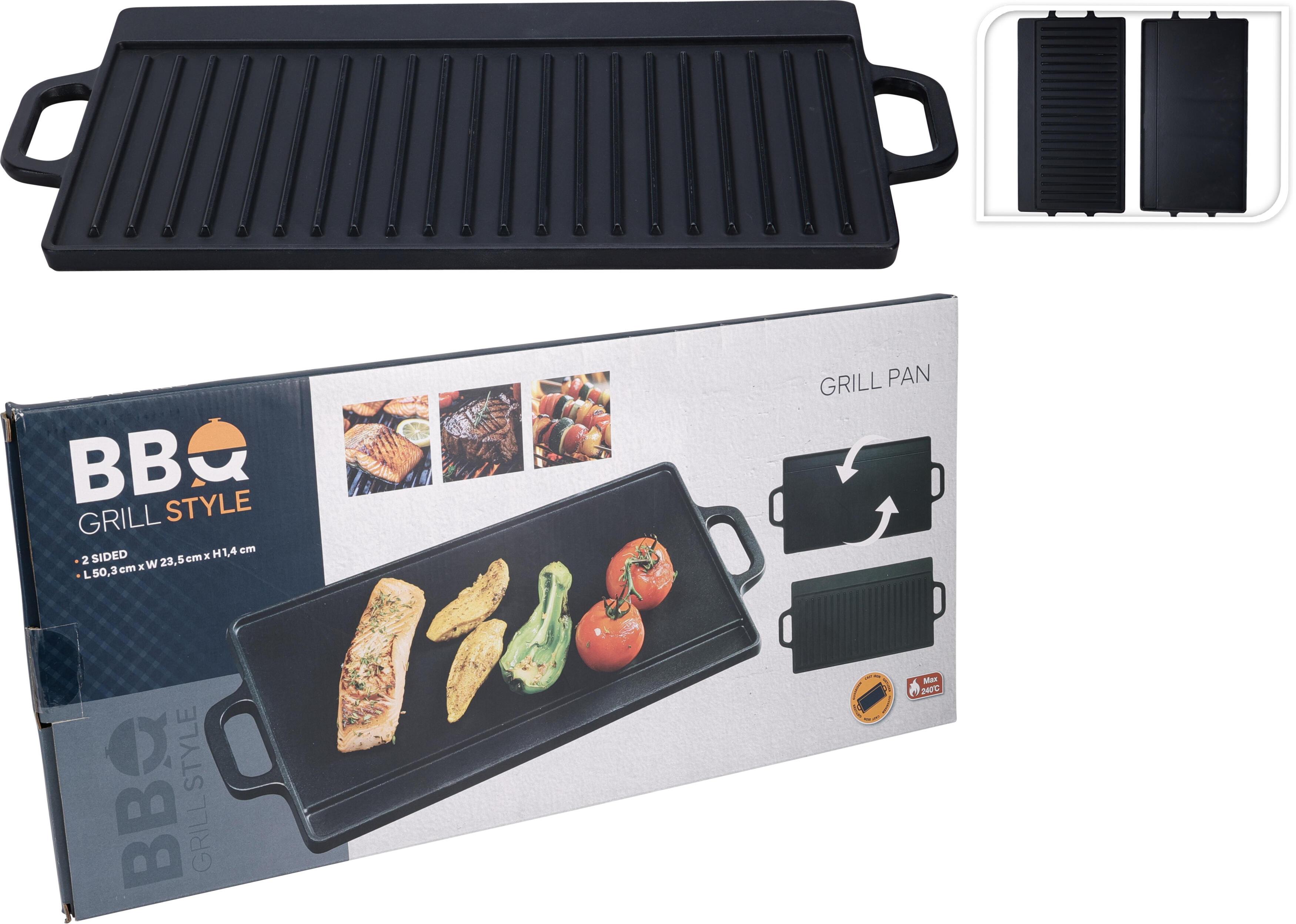 Grillplatta i gjutjärn 50x23 cm