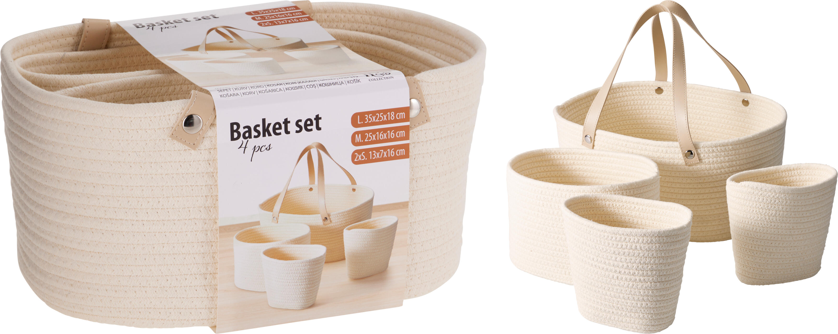 Korgset i bomull – 4 delar
