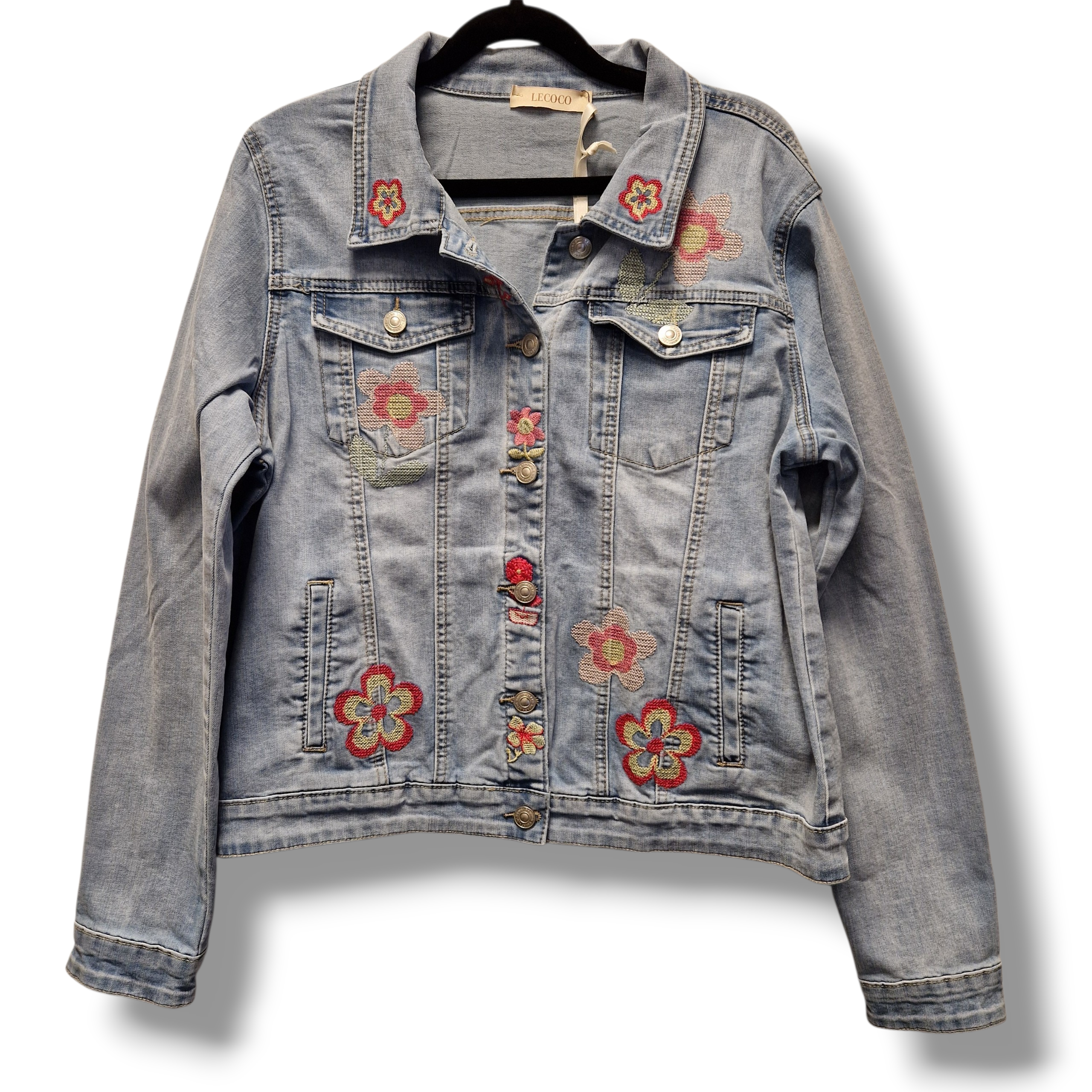 Jeansjacka Flower Power