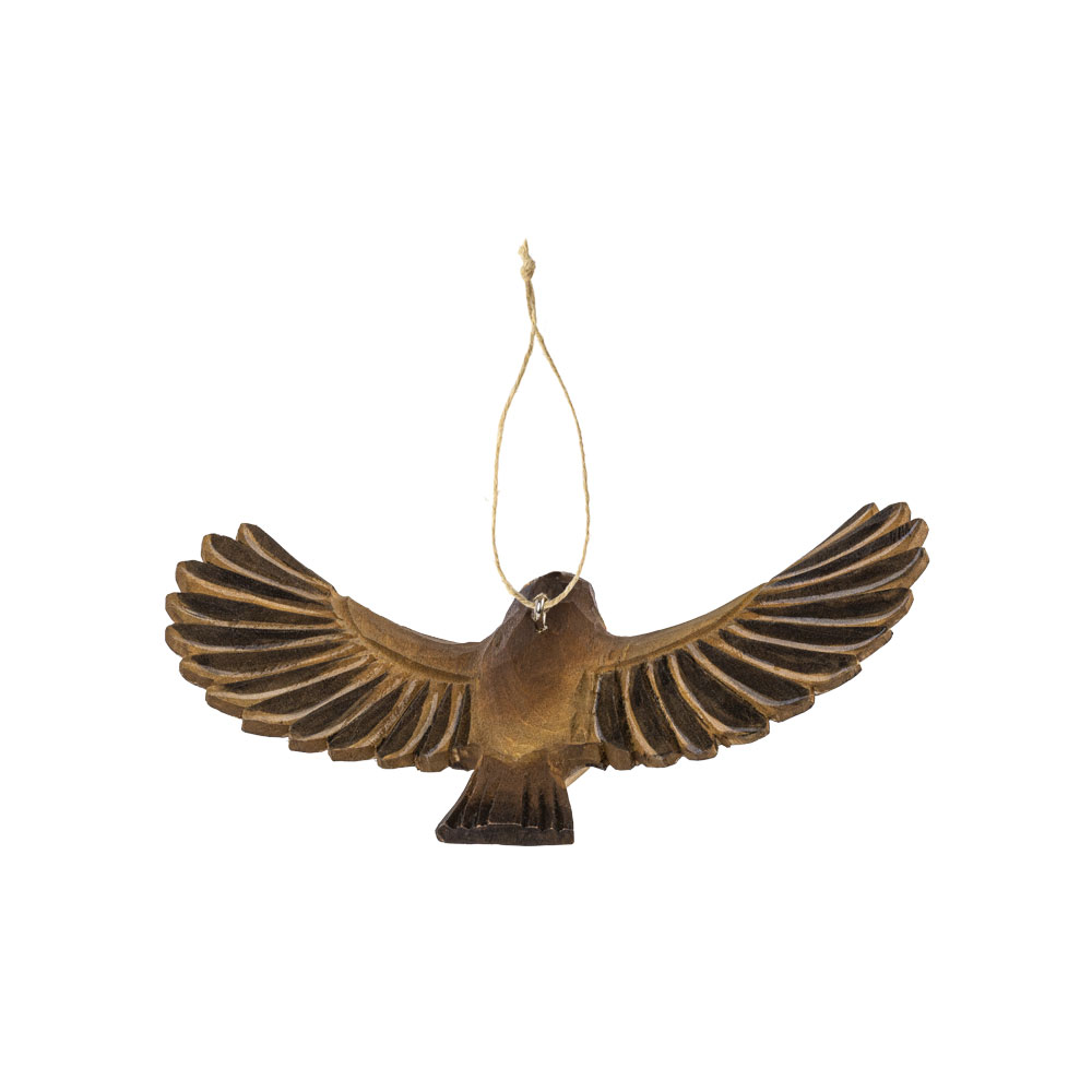 Forest Décor – Flying Robin viewed from the back with spread wings and hanging string.