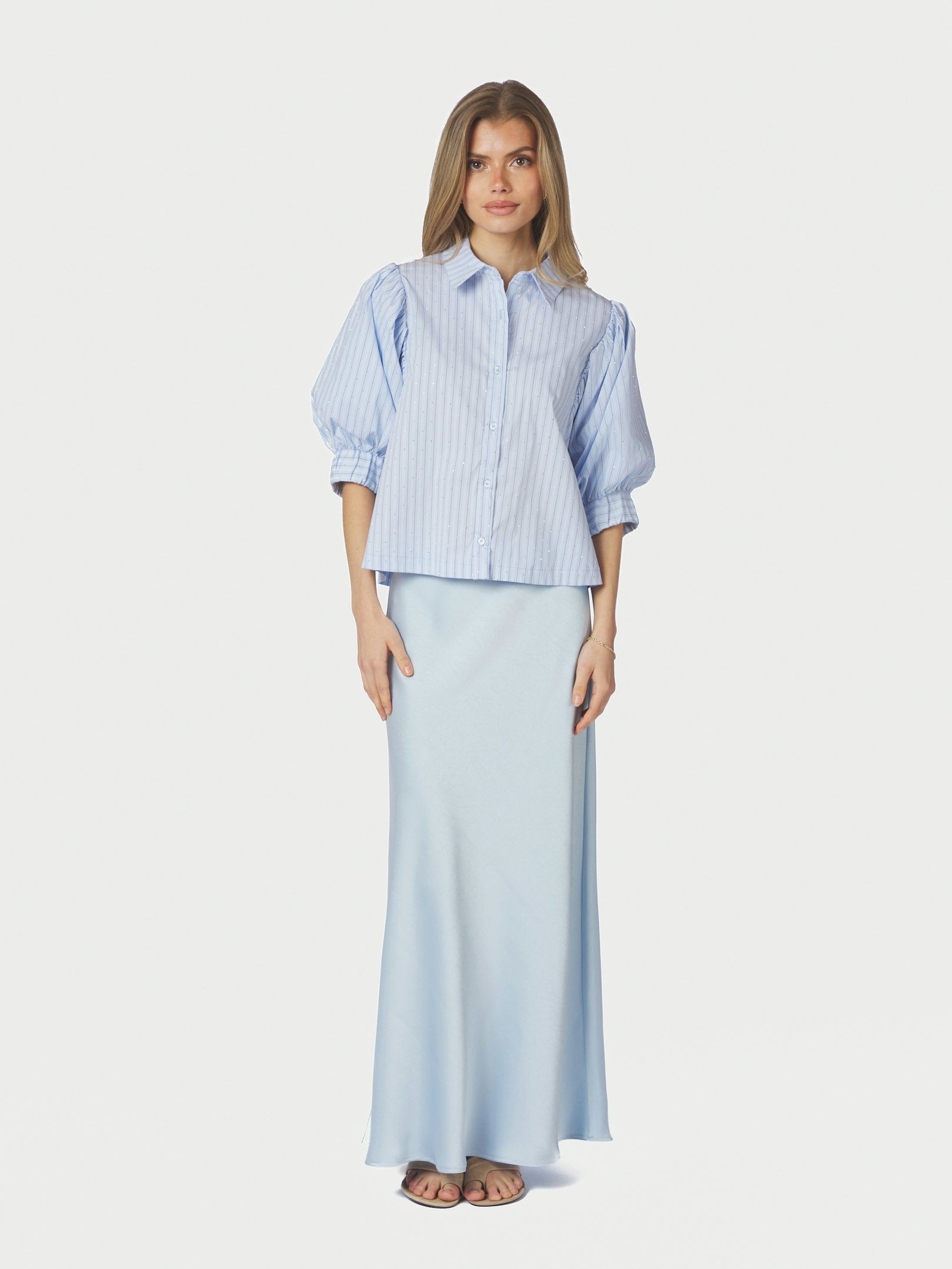 Neo Noir Vicky Heavy Sateen Skirt Blue - 2