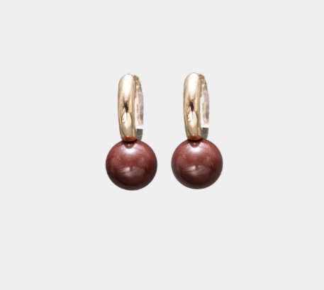 bow19 Amelie pearl hoops brown