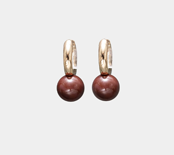 bow19 Amelie pearl hoops brown