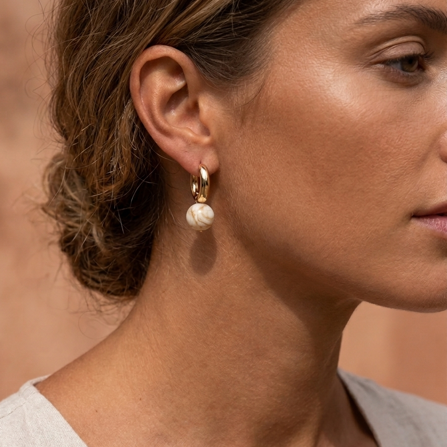 bow19 Amelie pearl hoops marble white