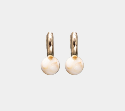 bow19 Amelie pearl hoops marble white - 2