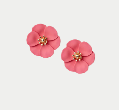 bow19 flower earrings mörkrosa - 2