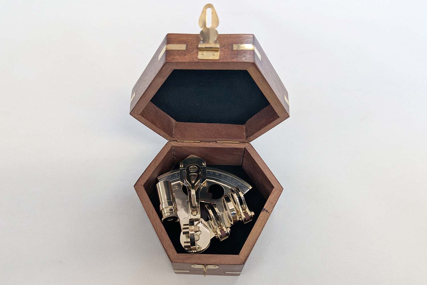 Sextant brass in Wooden box 14x8 cm - 2