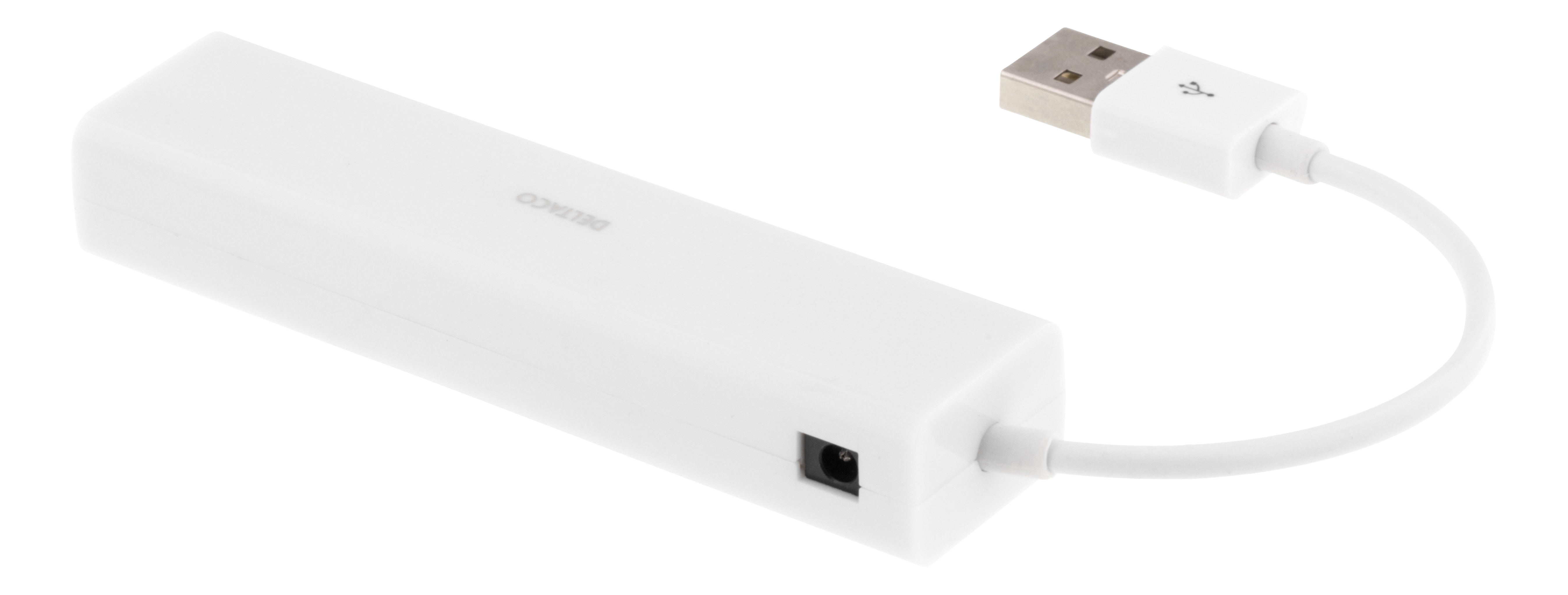 Deltaco USB 2.0 nätverksadapter med USB-hubb, 100Mbps, 3xUSB, vit - 2