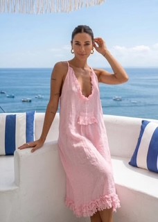 Classy Linneklänning Rosa