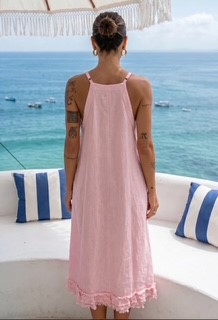 Classy Linneklänning Rosa - 2