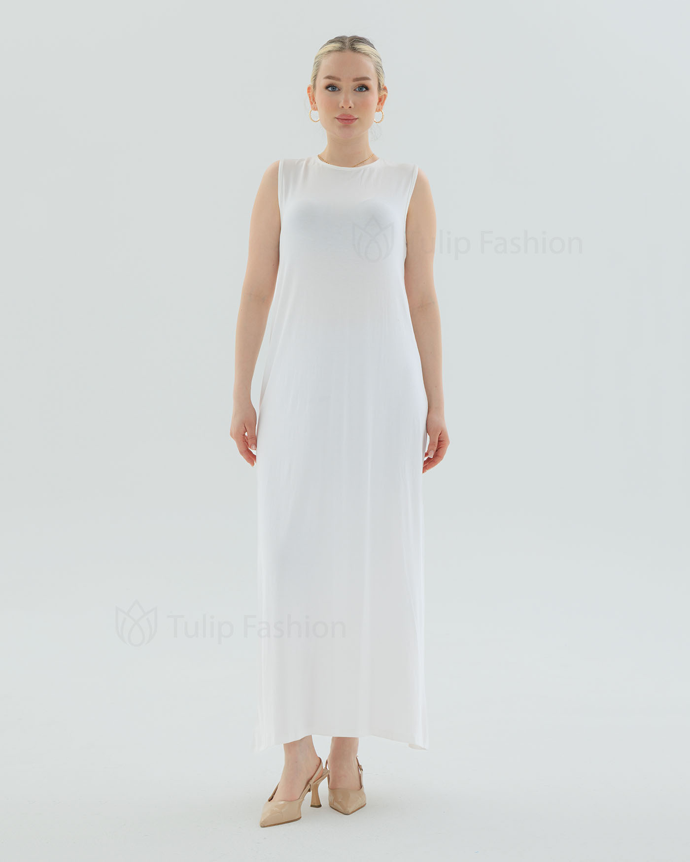 Jersey Dress Basic - White - 8