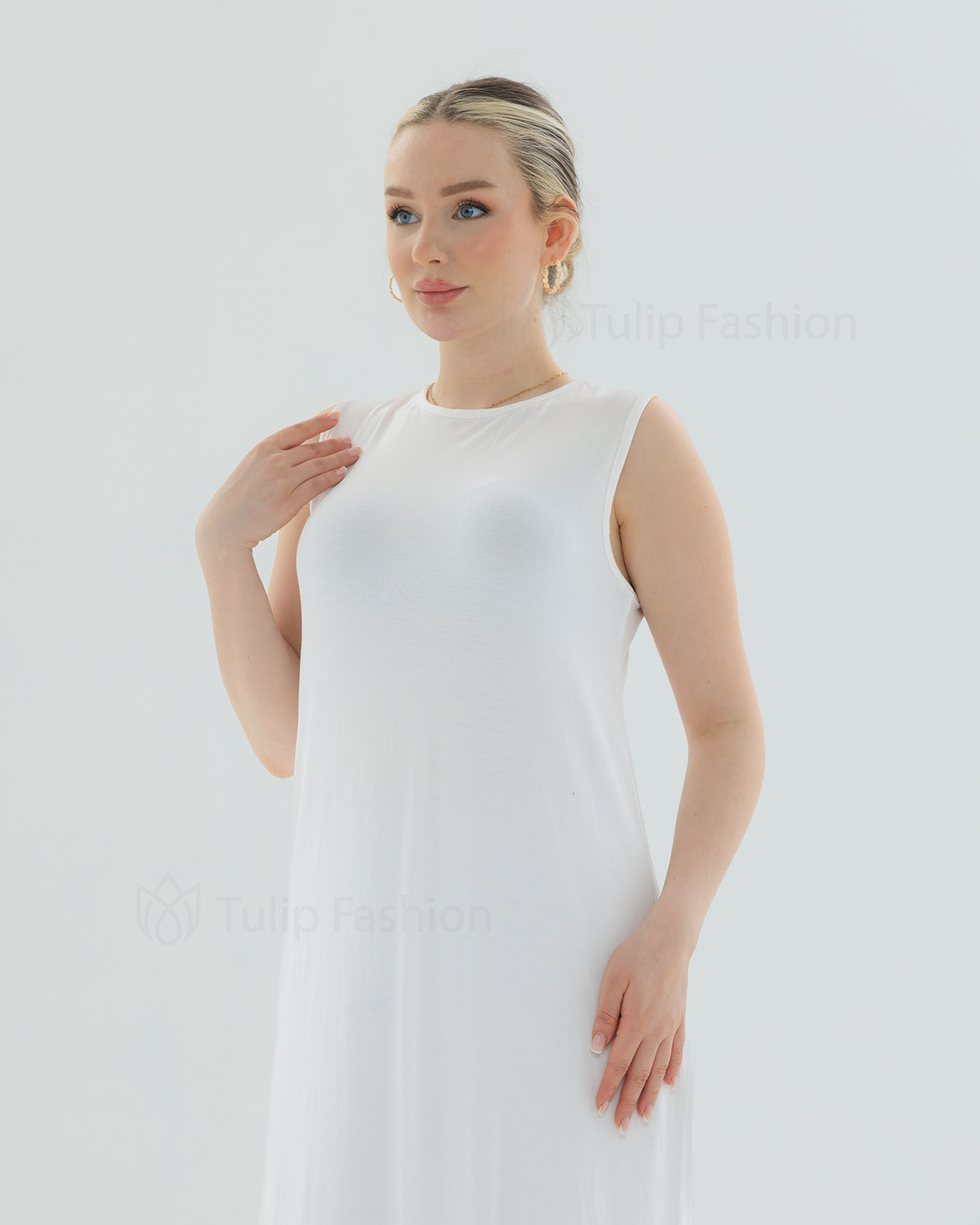 Jersey Dress Basic - White - 4