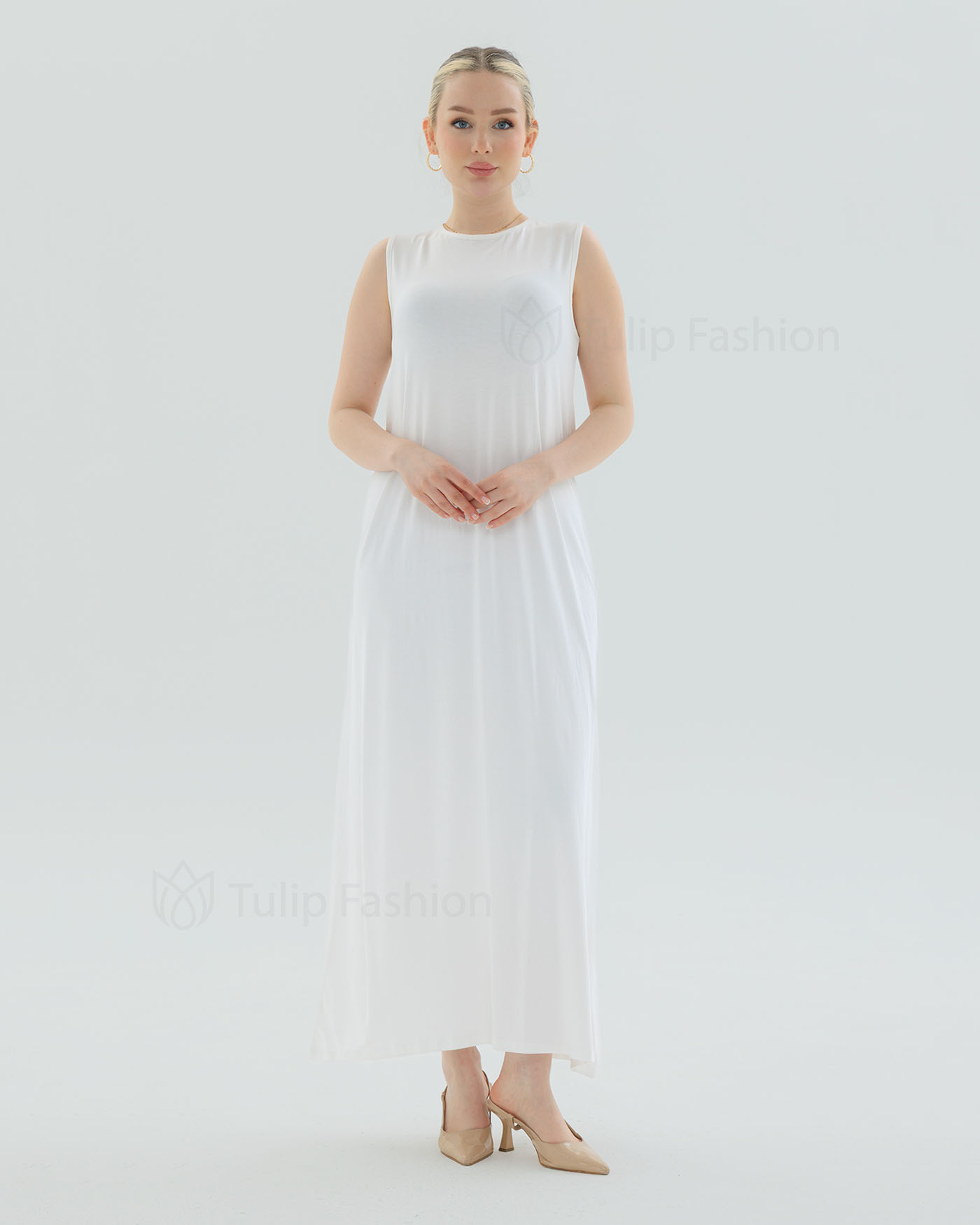 Jersey Dress Basic - White - 2