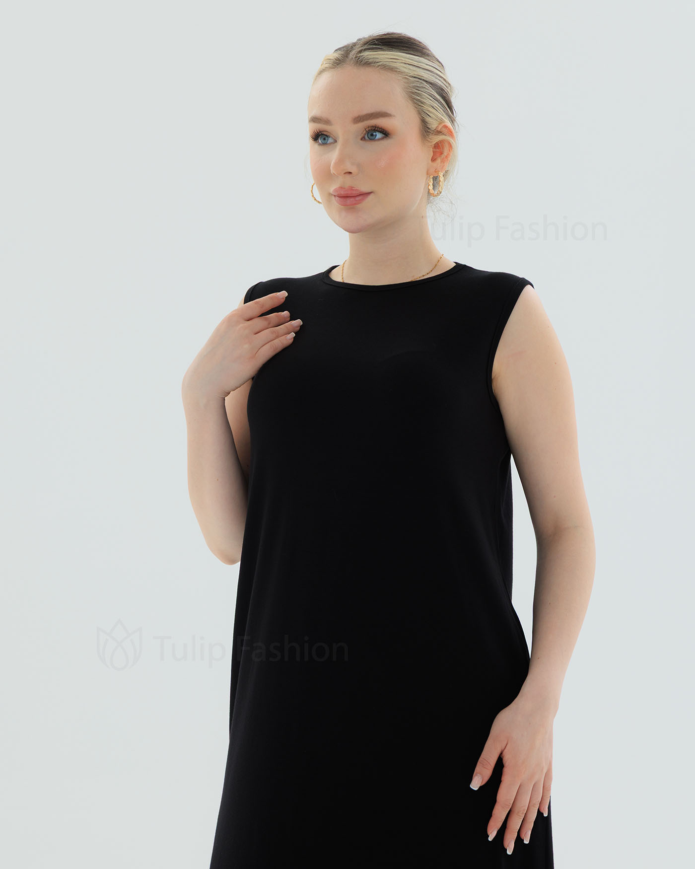 Jerseyklänning Basic - Svart - 4
