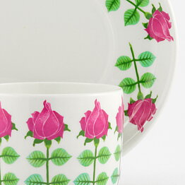 Stig Lindberg (Pynta 1962) Teacup with Pink/Green Roses Decor 11 cm (2)