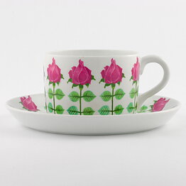 Stig Lindberg (Pynta 1962) Teacup with Pink/Green Roses Decor 11 cm (2)