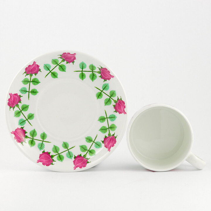 Stig Lindberg (Pynta 1962) Teacup with Pink/Green Roses Decor 11 cm (2)
