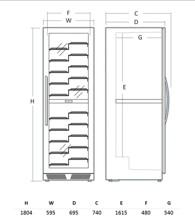 Vinkyl WC1162BF, 2 zoner, 116 flaskor