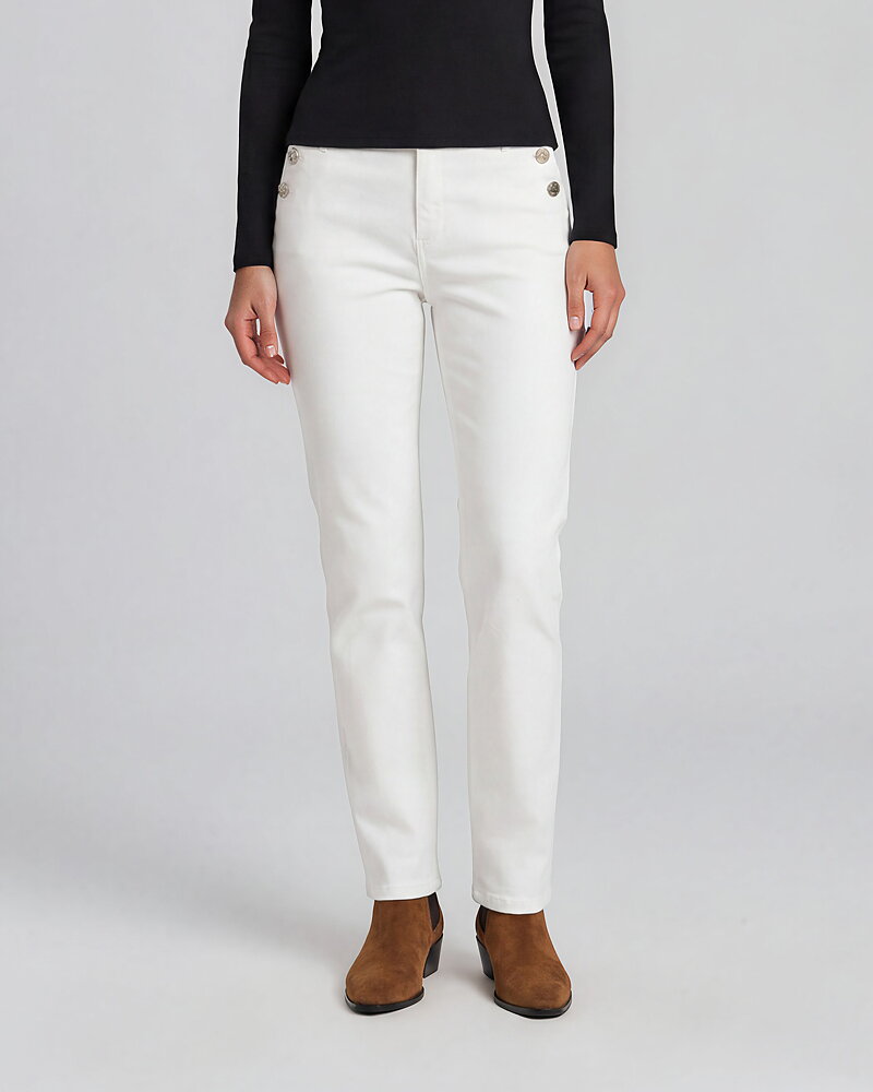 Jeans Bibette med knappar offwhite