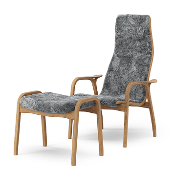Lamino armchair + footstool (Oiled oak/Sheepskin Sc. grey) - Quickship - Swedese 