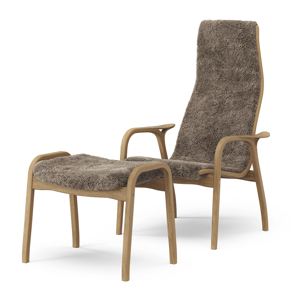 Lamino armchair + footstool (Oiled oak/Sheepskin Sahara) - Quickship - Swedese 