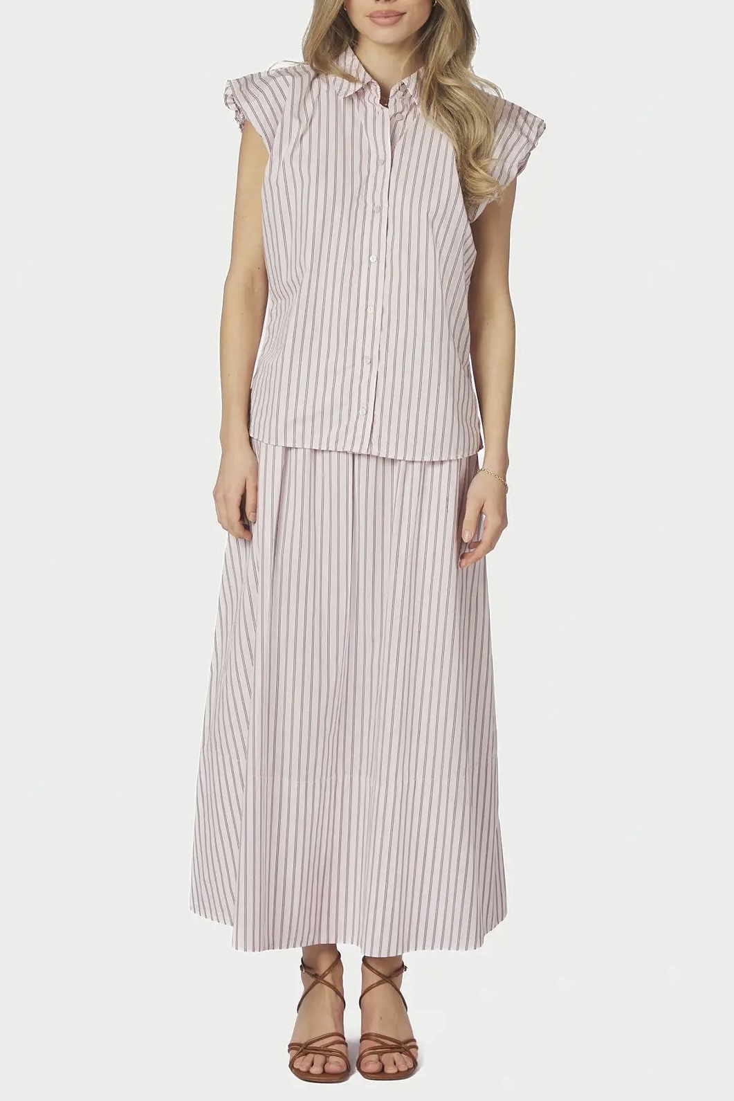 Neo Noir  - Yara Long  Double Stripe Skirt Rose - 3