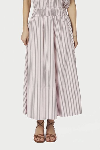 Neo Noir  - Yara Long  Double Stripe Skirt Rose