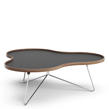 Flower Table 114 cm (Black laminate/Walnut edge) - Quickship - Swedese