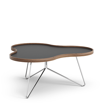 Flower Table 90 cm (Black laminate/Walnut) - Quickship - Swedese