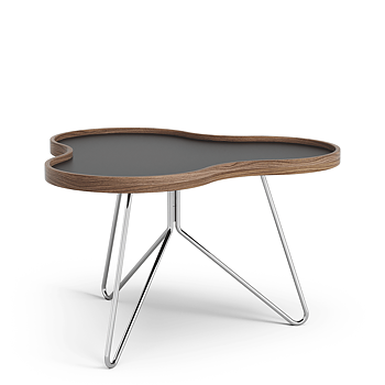 Flower Table 66 cm (Black laminate/Walnut edge) - Quickship - Swedese