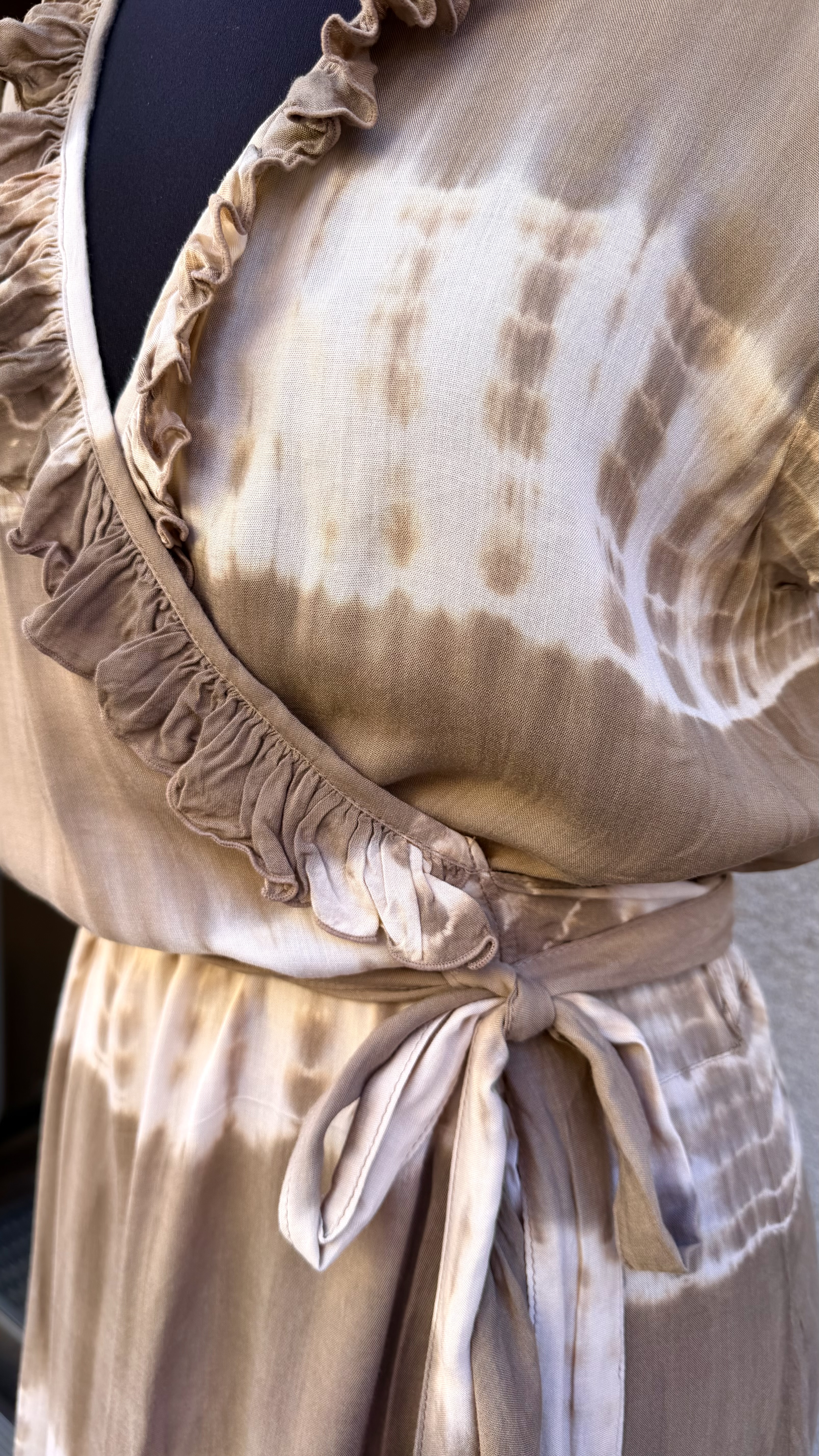 Long Wrap Dress | taupe-white - 3