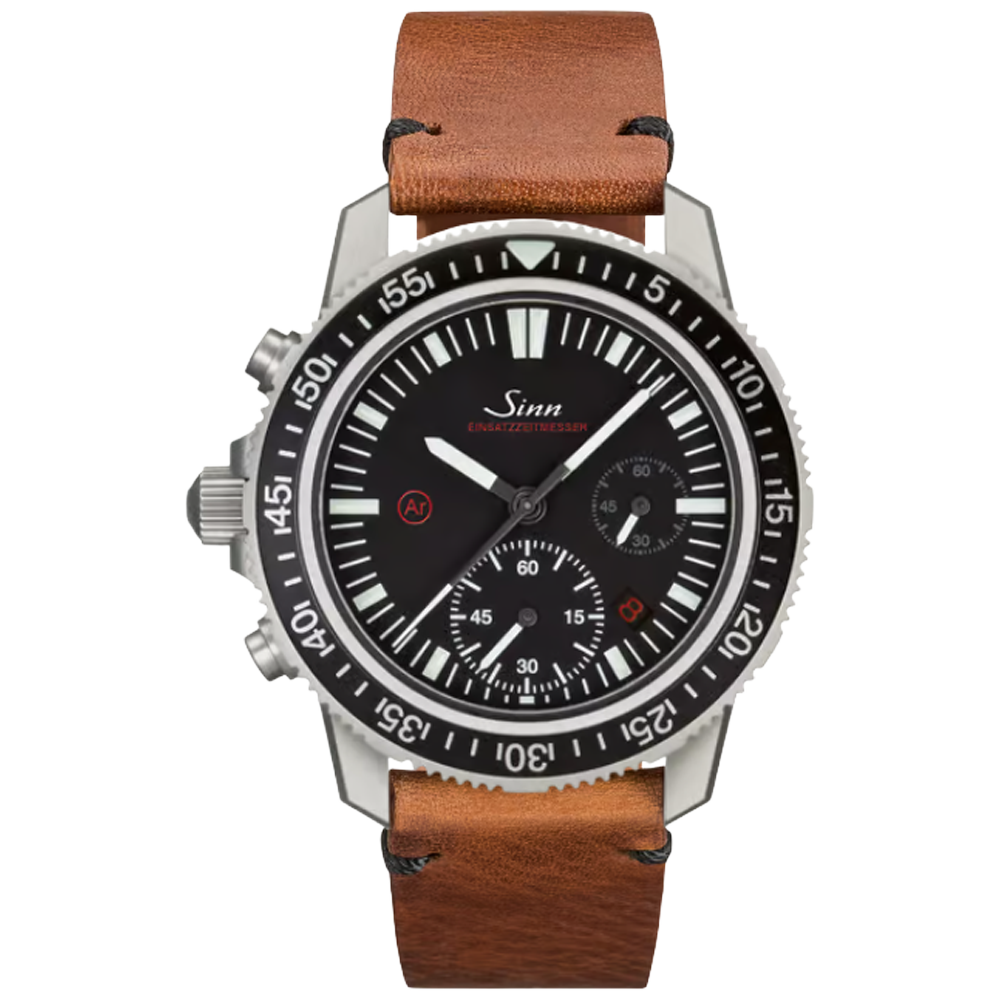 613.011 Sinn EZM 13.1 brunt eller svart kalvskinn i vintage stil