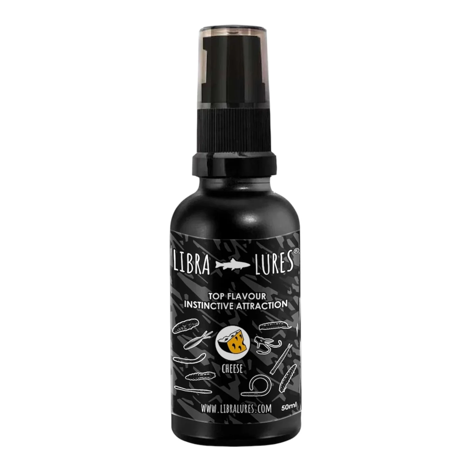 Libra Lures luktspray (50ml) finns i sex olika varianter, perfekt när du vill ha extra mycket doft eller spetsa till ditt bete till regnbåge, röding osv. Ost