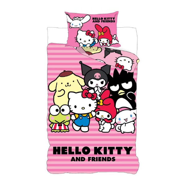 Hello Kitty and Friends Bäddset - Påslakan och Örngott 140 x 200 cm - Vändbart