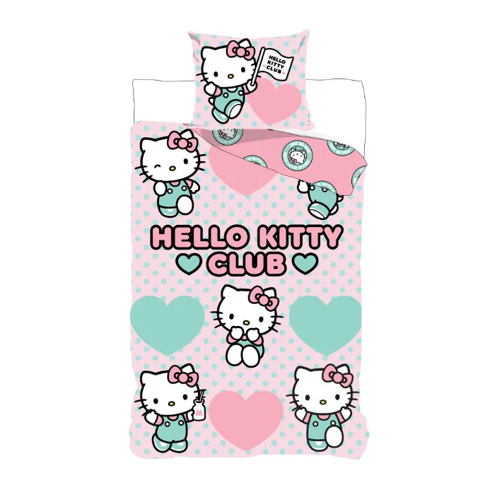 Hello Kitty Club Bäddset - Påslakan och Örngott 140 x 200 cm - Vändbart