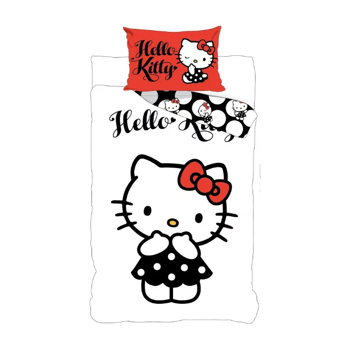 Hello Kitty Bäddset - Påslakan och Örngott 140 x 200 cm - Vändbart