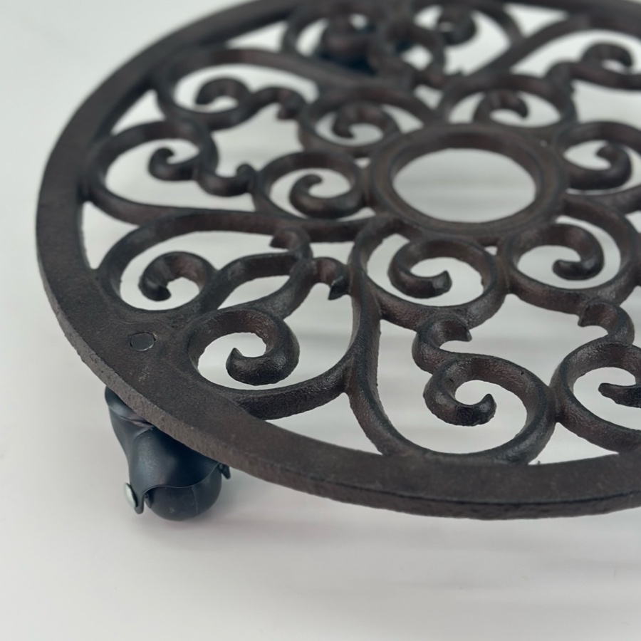 Flower table - Pot table with wheels - Cast iron - 30x6 cm - 3