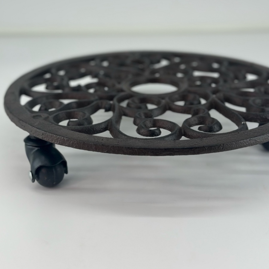 Flower table - Pot table with wheels - Cast iron - 30x6 cm - 4