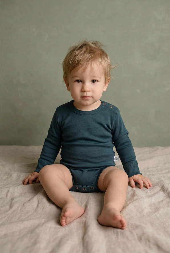  Merionull till baby body från Lille Barn -  knapp i axeln  Orionblå