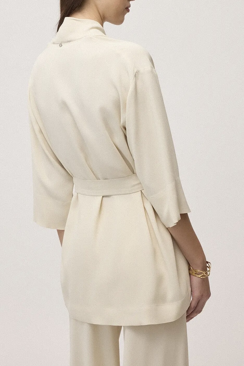 OttodÁme - Kimono Jacket With Belt Latte - 3