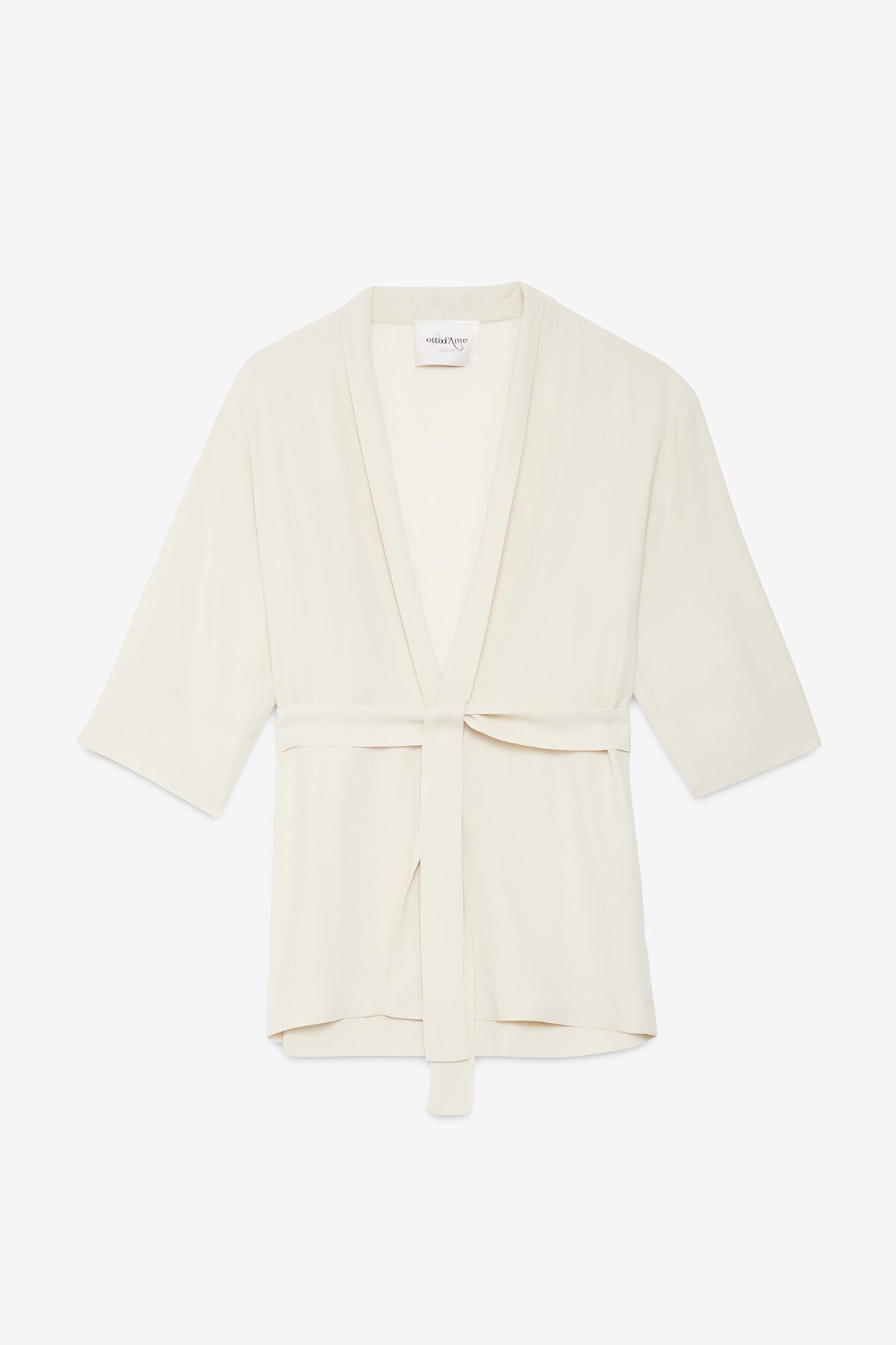 OttodÁme - Kimono Jacket With Belt Latte - 5