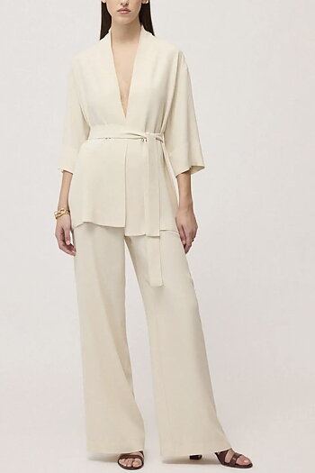 OttodÁme - Kimono Jacket With Belt Latte