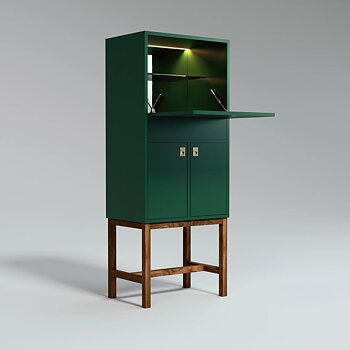 The Petit Drinks Cabinet Forest Green, with handles