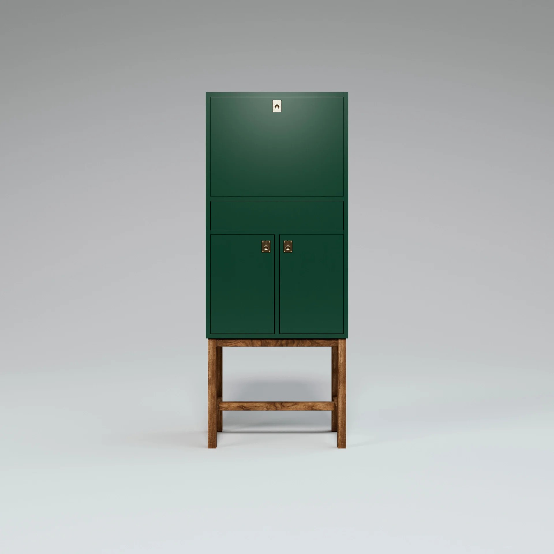 The Petit Drinks Cabinet Forest Green, with handles