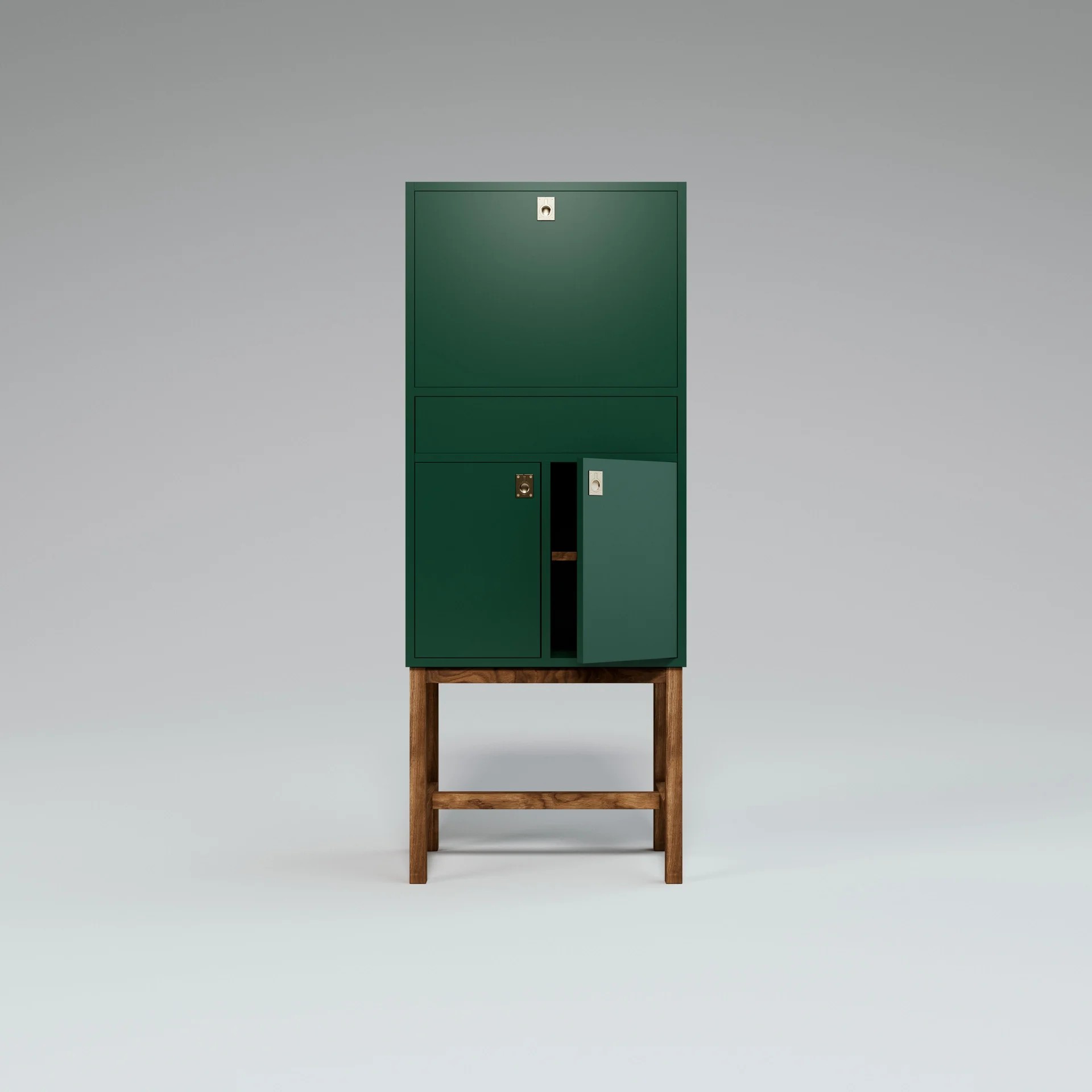 The Petit Drinks Cabinet Forest Green, with handles - 4