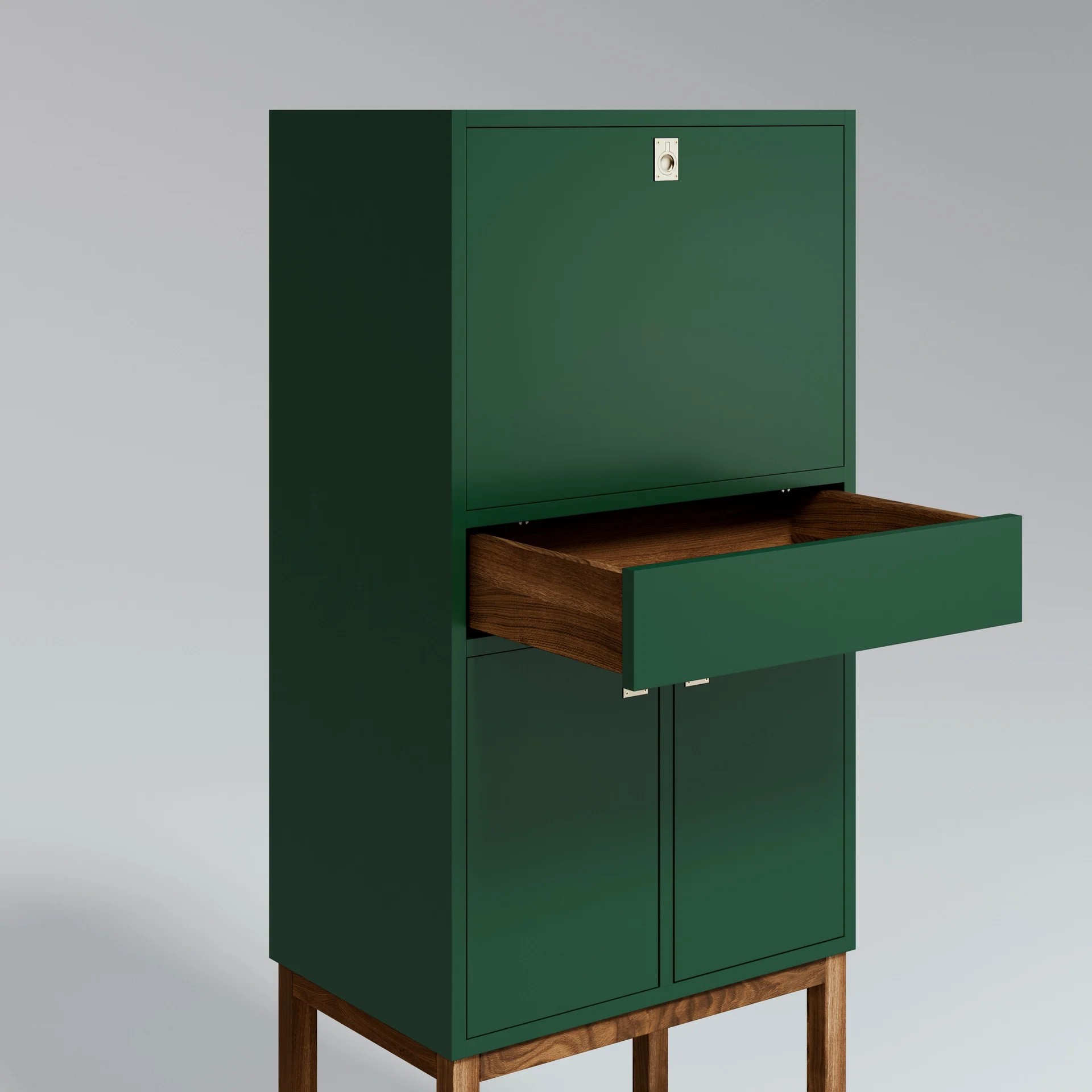 The Petit Drinks Cabinet Forest Green, with handles - 3