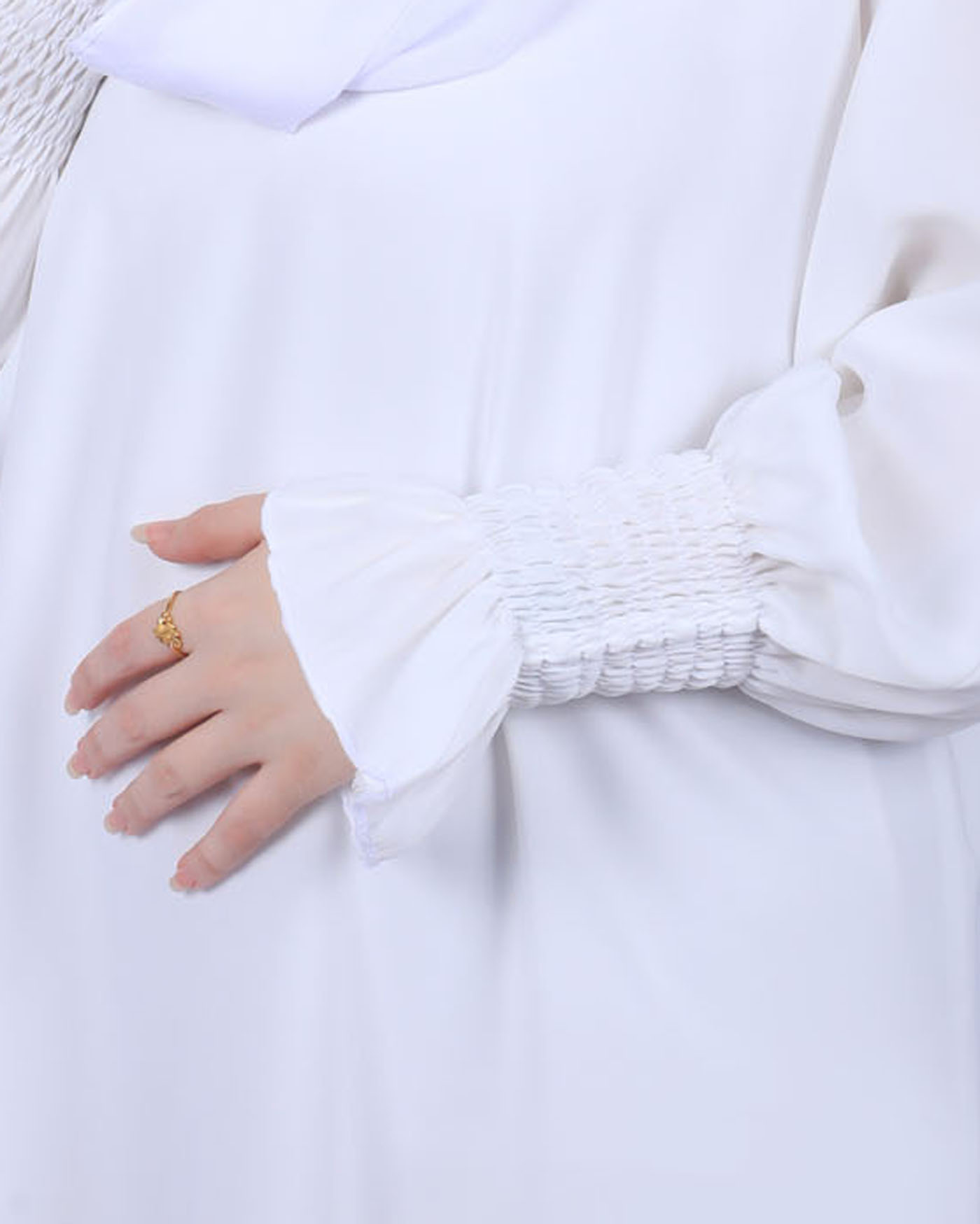 Maryam Abaya in Nida fabric with Hijab - White - 5