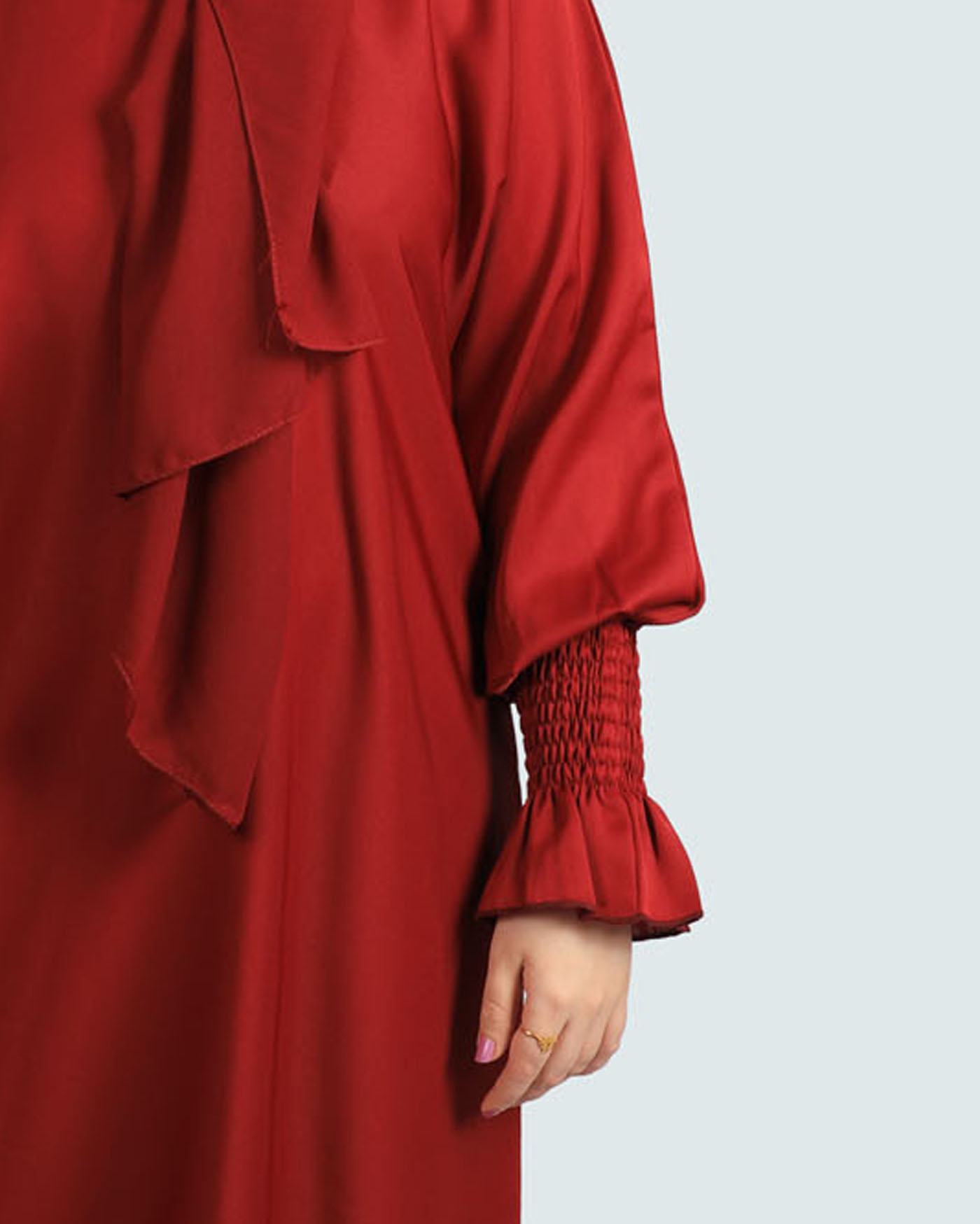 Maryam Abaya in Nida fabric with Hijab - Wine Red - 6